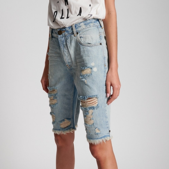 One Teaspoon Kansas Cut Off Trucker Shorts - Picture 10 of 12